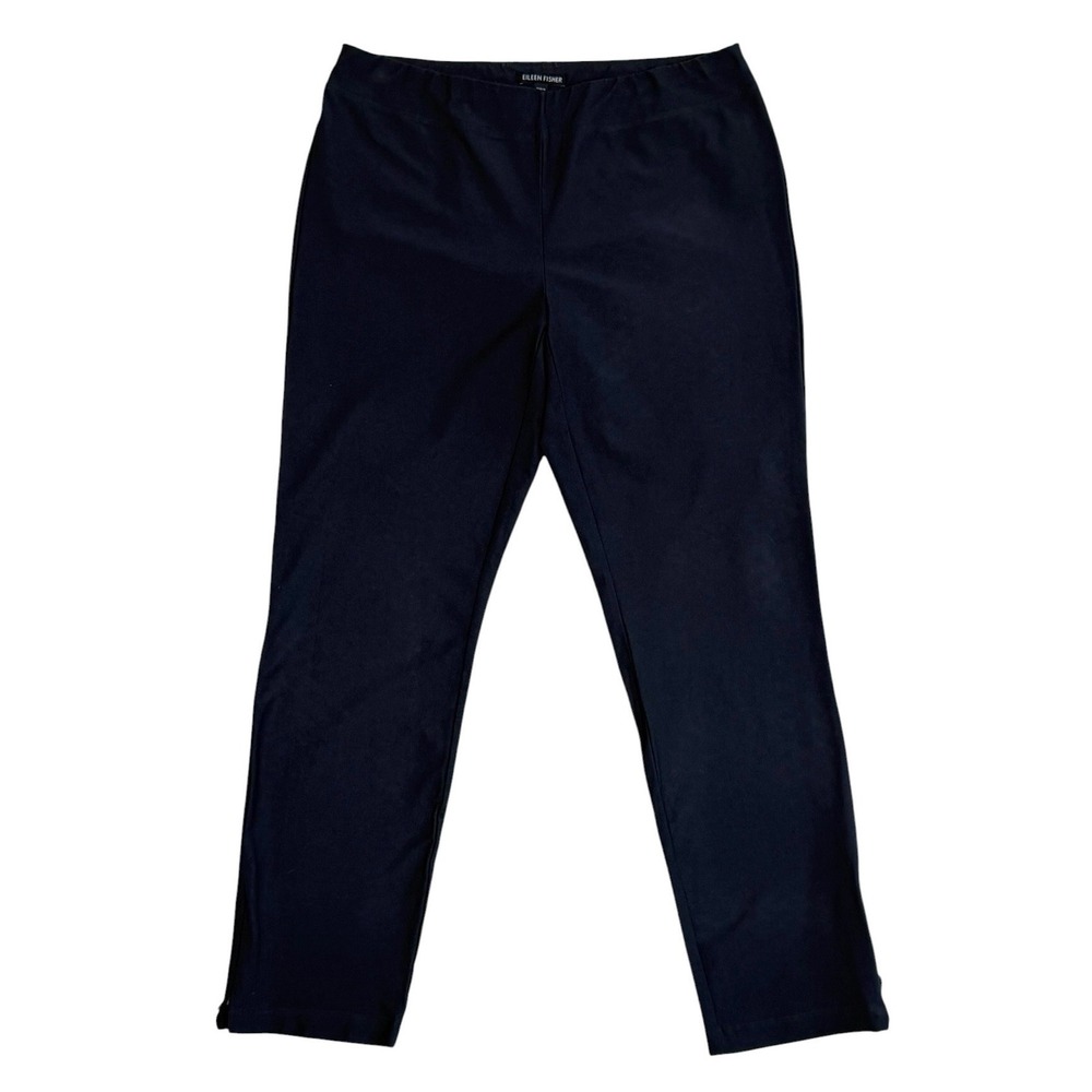 Eileen Fisher Women's Black Viscose Blend Slim Ankle Pants Side Zip Size Small
